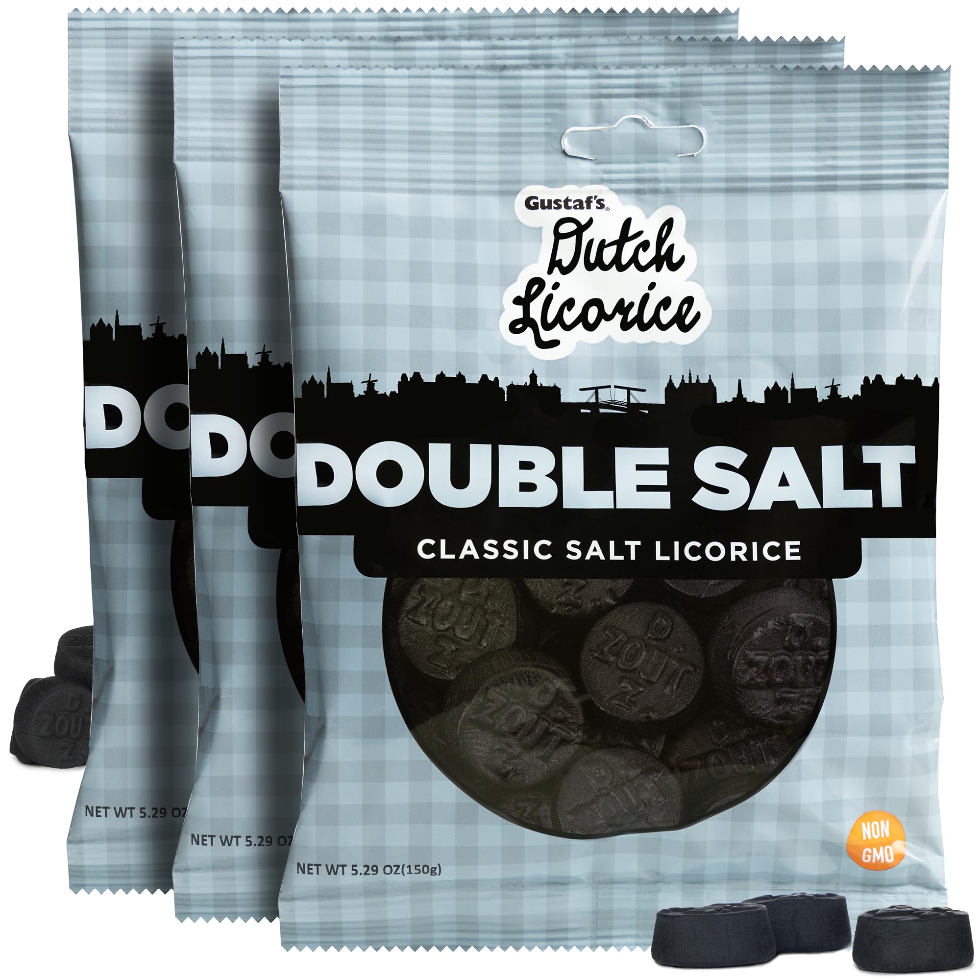 Product image of Gustaf's Dutch Licorice Double Salt Coins Black Licorice Bags Dutch Candy Netherlands 5.2 oz 5.2 oz Pack of